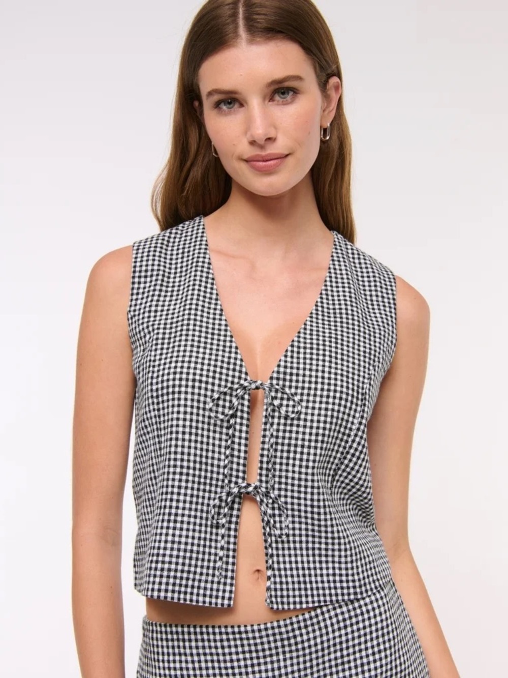 Abercrombie & Fitch Black Linen Blend Tie Front Vest Size Large